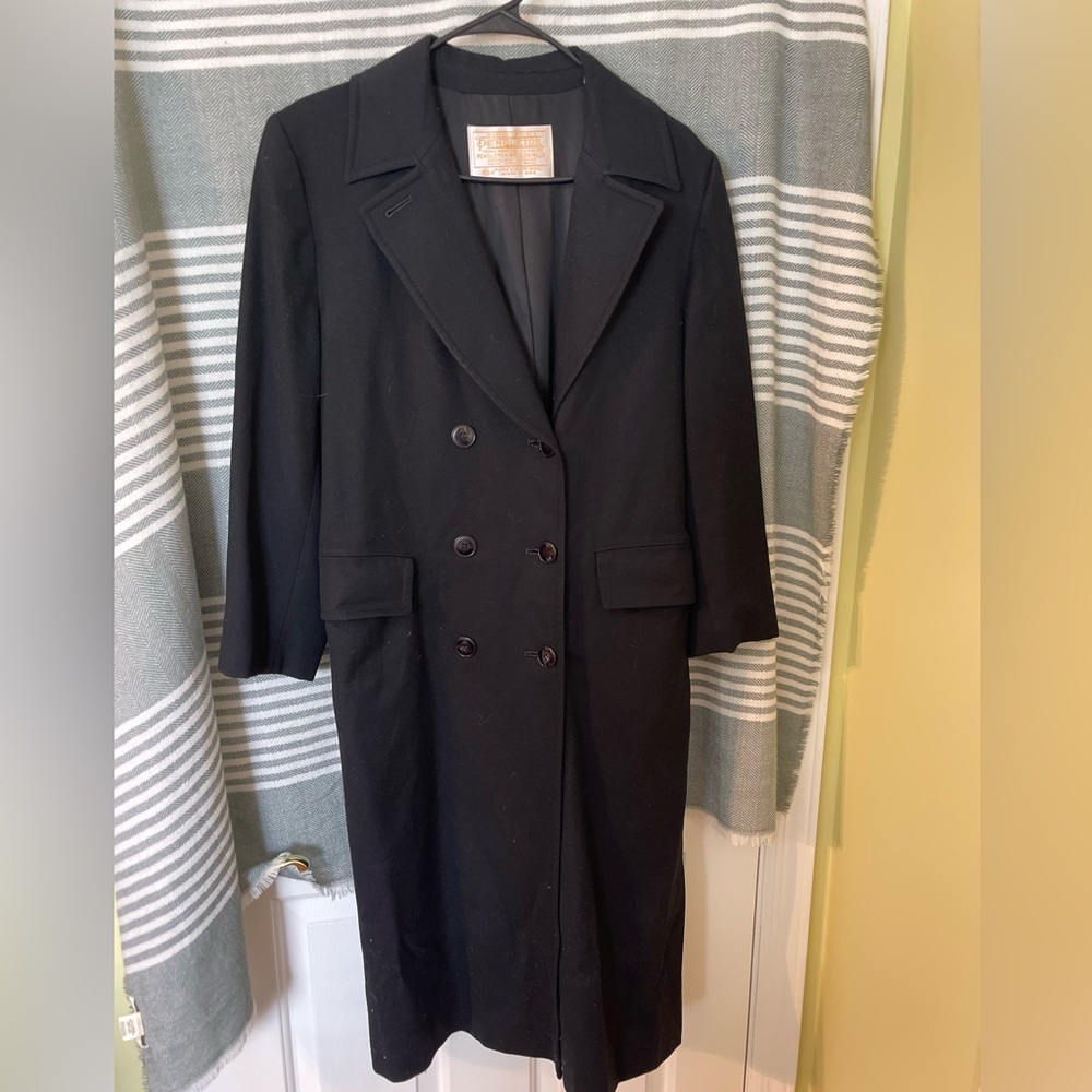 Pendleton Vintage Virgin Wool Black Double Breasted Long Coat Size 6